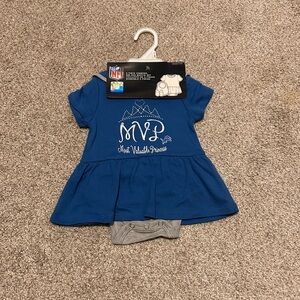 NFL Girls Blue Detroit Lions Dress and Gray Bodysuit Set